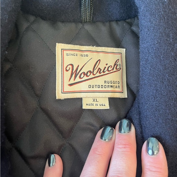 Men’s Woolrich Navy 100% wool coat jacket peacoat size XL - Picture 3 of 9